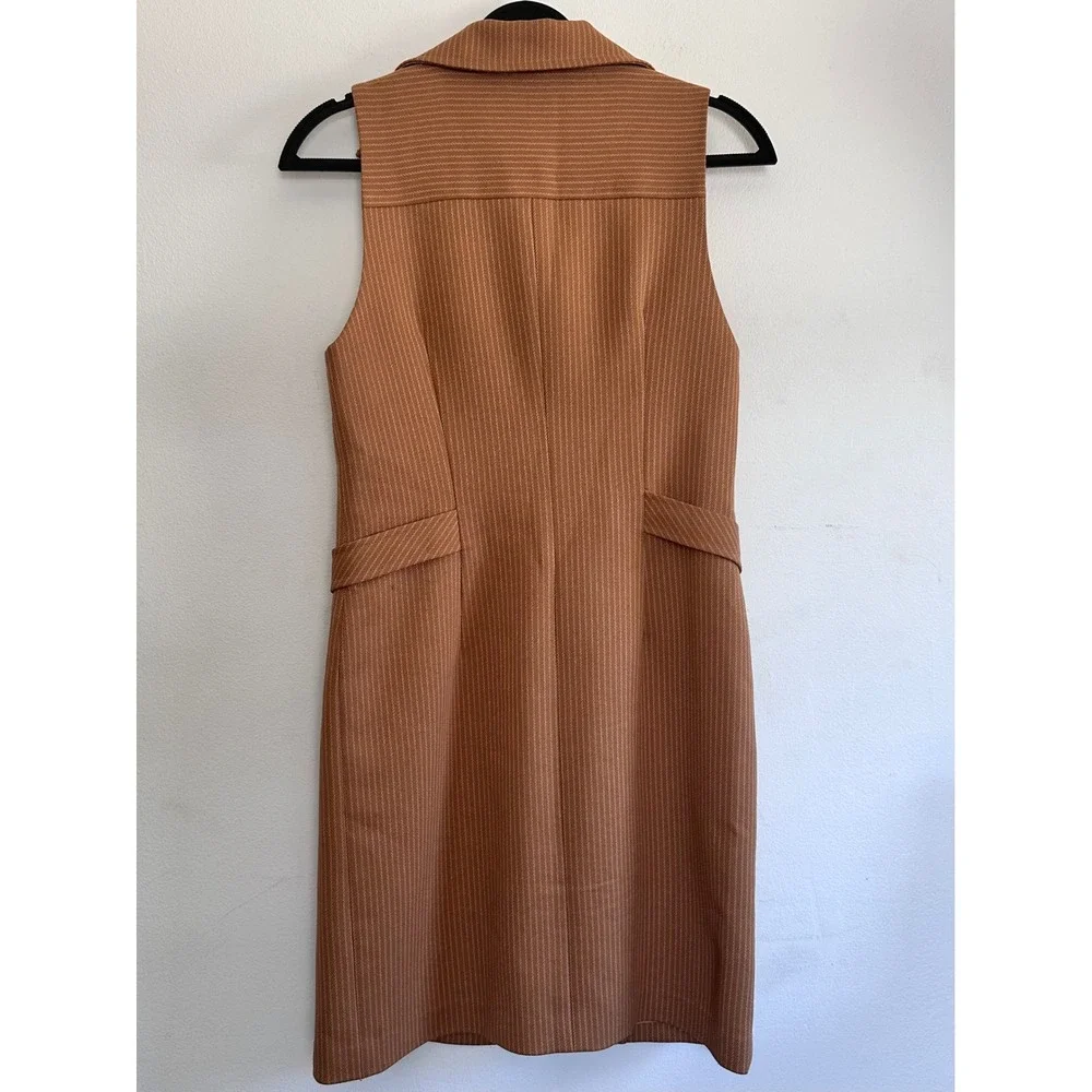 Rieta Oris Pinstripe Zip Front Dress 6 WMS VTG Old Money Artsy Retro Y2K Refined